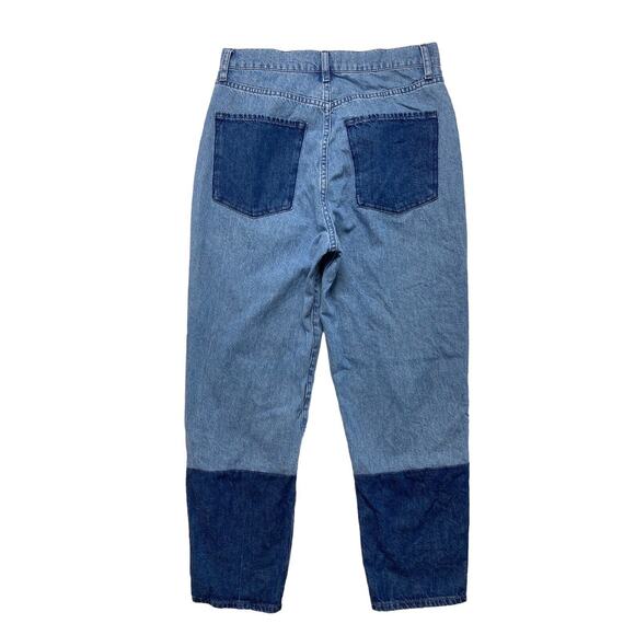 TRIARCHY Audrey Two Tone Cropped High Rise Tapered Jeans Size 29 Patchwork - Picture 2 of 8